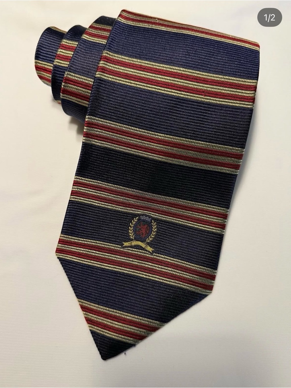 Striped Navy and Burgundy Men's Silk Tie